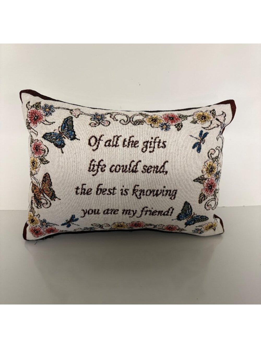 Friendship Quote Throw Pillow 11"x8" Zipper Closure Decorative Tapestry